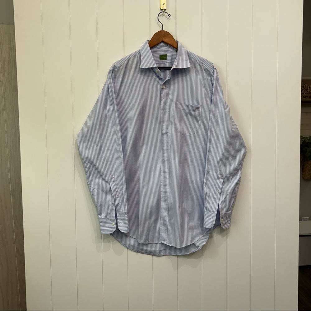 Sid Mashburn Men’s Pinstriped Button-Up Shirt – Size Large